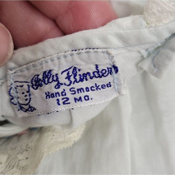 VINTAGE 50s dress Polly Flinders smocked embroidered puff sleeve 12 months‎ - Picture 4 of 8